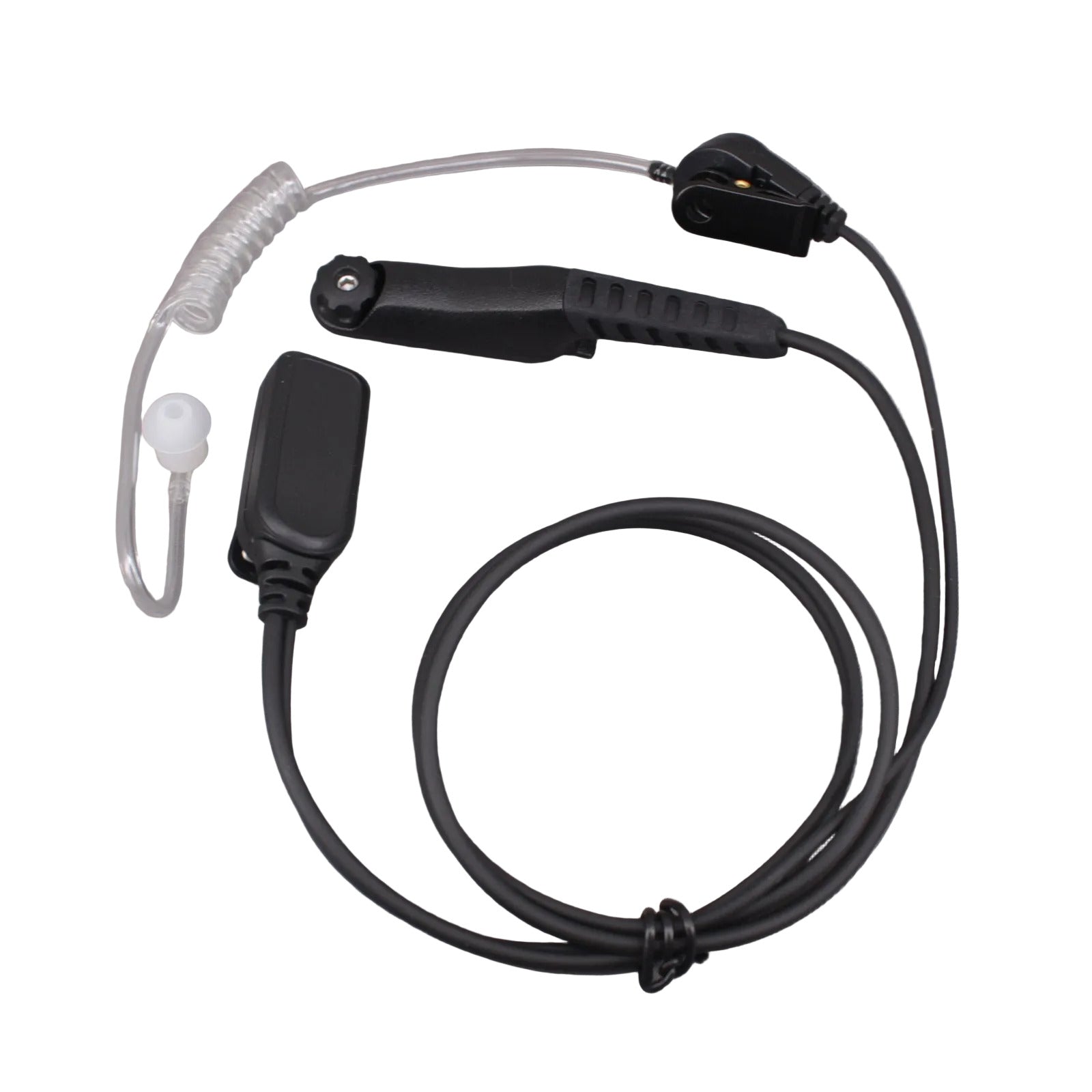 MXP 600 and R7 Covert 1 Wire headset with acoustic tube Earpiece unit shown on a white background
